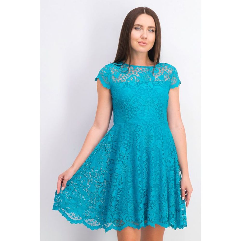 KENSIE DRESSES Womens Teal Cap Sleeve Short Cocktail Fit + Flare Dress 4